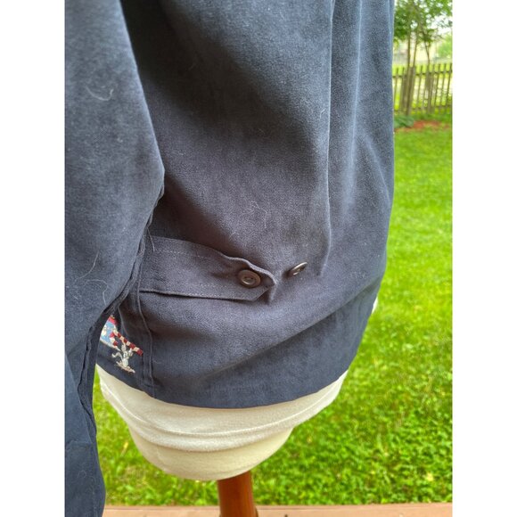 Christmas-Themed Womens Navy Button-Up Jacket & White Turtleneck Set With Winter - Picture 8 of 15